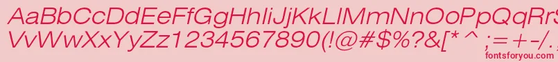 HeliosextlightItalic Font – Red Fonts on Pink Background