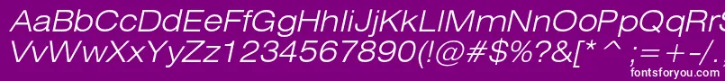 HeliosextlightItalic Font – White Fonts on Purple Background