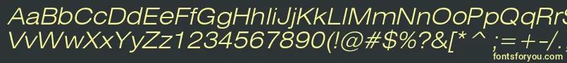 HeliosextlightItalic Font – Yellow Fonts on Black Background