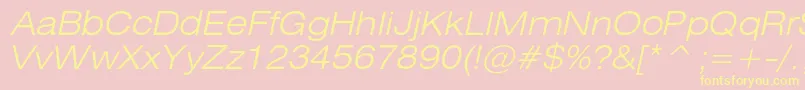 HeliosextlightItalic Font – Yellow Fonts on Pink Background