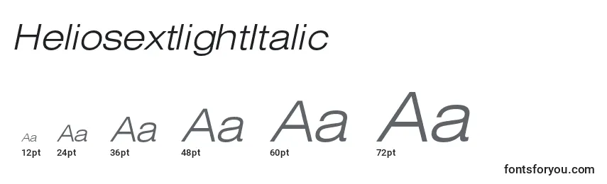 Размеры шрифта HeliosextlightItalic