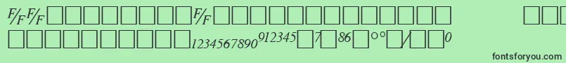 TmsfbItalic-fontti – mustat fontit vihreällä taustalla