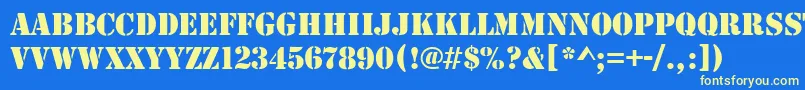 Stencild Font – Yellow Fonts on Blue Background