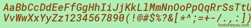 RobotomonoMediumitalic Font – Brown Fonts on Green Background