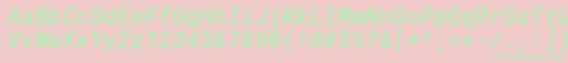 RobotomonoMediumitalic Font – Green Fonts on Pink Background