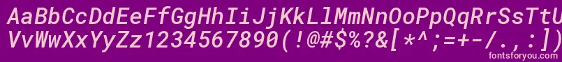 RobotomonoMediumitalic Font – Pink Fonts on Purple Background