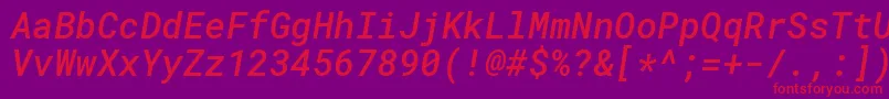 RobotomonoMediumitalic Font – Red Fonts on Purple Background