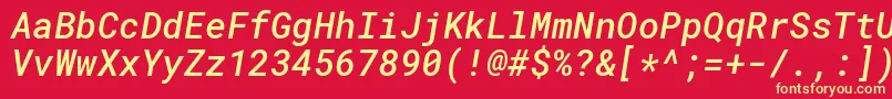 RobotomonoMediumitalic Font – Yellow Fonts on Red Background