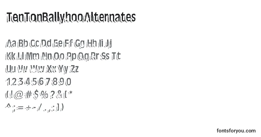 Schriftart TenTonBallyhooAlternates – Alphabet, Zahlen, spezielle Symbole