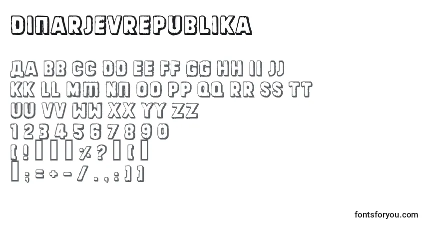 Шрифт Dinarjevrepublika – алфавит, цифры, специальные символы