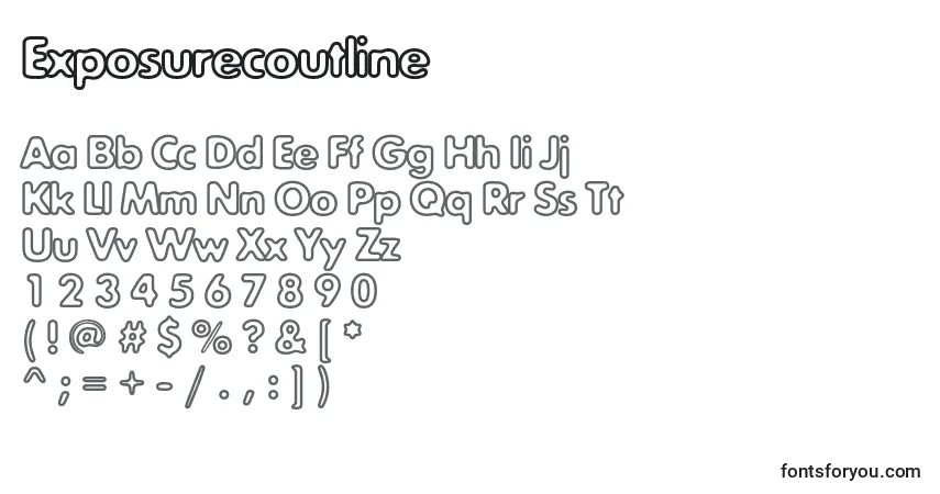 A fonte Exposurecoutline – alfabeto, números, caracteres especiais