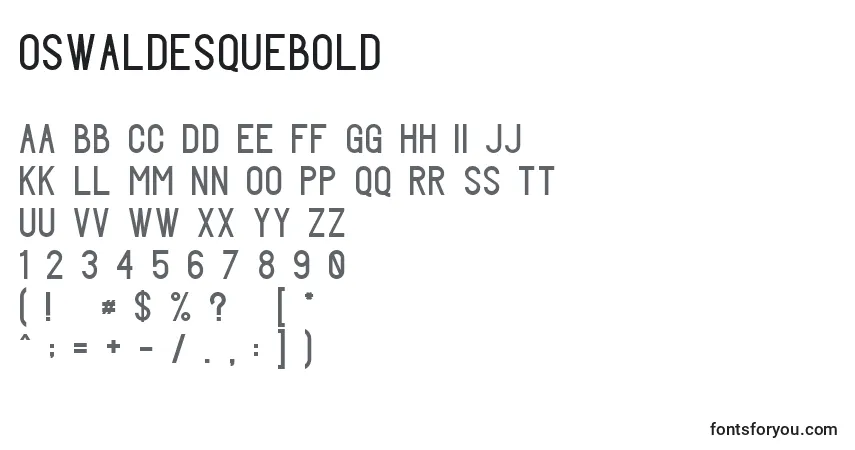OswaldesqueBoldフォント–アルファベット、数字、特殊文字