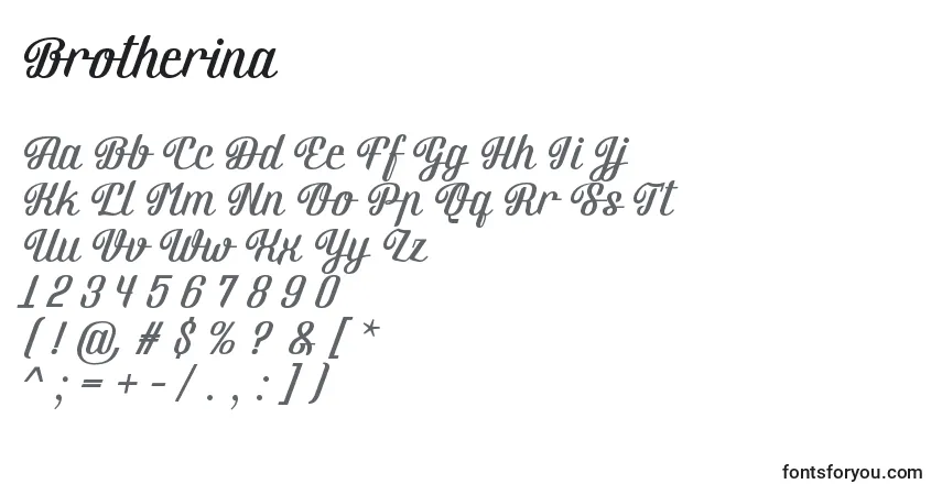 Fuente Brotherina - alfabeto, números, caracteres especiales