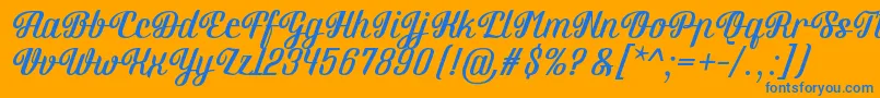 Brotherina Font – Blue Fonts on Orange Background