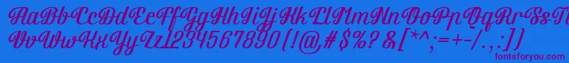 Brotherina-Schriftart – Violette Schriften auf blauem Hintergrund