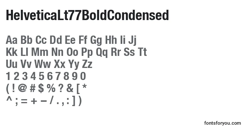 Schriftart HelveticaLt77BoldCondensed – Alphabet, Zahlen, spezielle Symbole