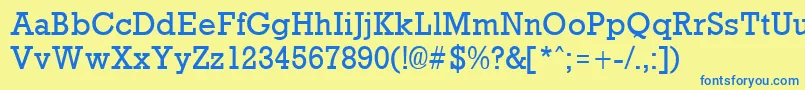 RockneyRegular Font – Blue Fonts on Yellow Background