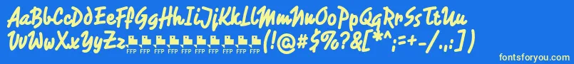 RotulonaHandFfpFont Font – Yellow Fonts on Blue Background