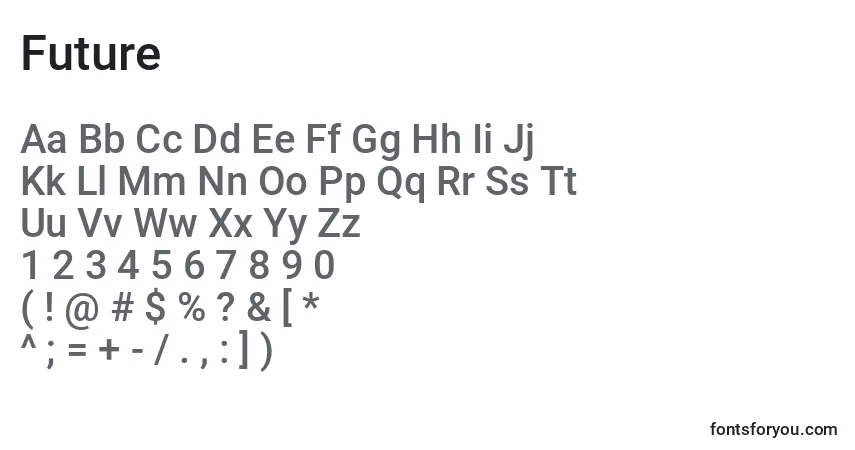 Czcionka Future – alfabet, cyfry, specjalne znaki