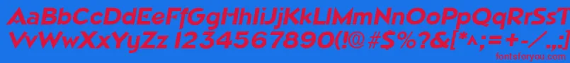 NapoliBoldItalic Font – Red Fonts on Blue Background