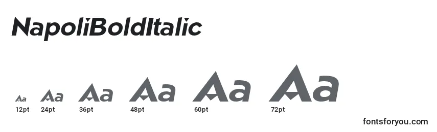 Размеры шрифта NapoliBoldItalic