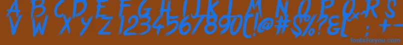 フォントStrangePath – 茶色の背景に青い文字
