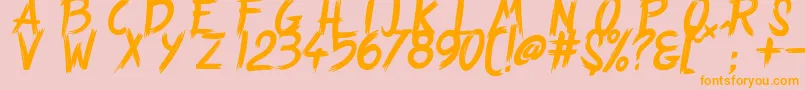 StrangePath-fontti – oranssit fontit vaaleanpunaisella taustalla