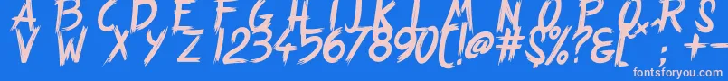フォントStrangePath – ピンクの文字、青い背景