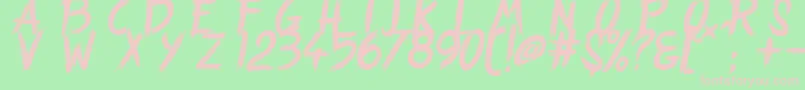 フォントStrangePath – 緑の背景にピンクのフォント