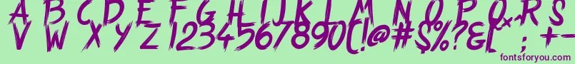 StrangePath-fontti – violetit fontit vihreällä taustalla