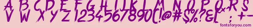 StrangePath-fontti – violetit fontit vaaleanpunaisella taustalla
