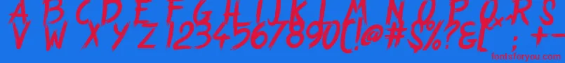 フォントStrangePath – 赤い文字の青い背景