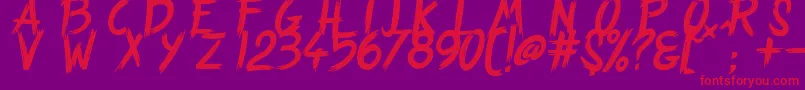 フォントStrangePath – 紫の背景に赤い文字