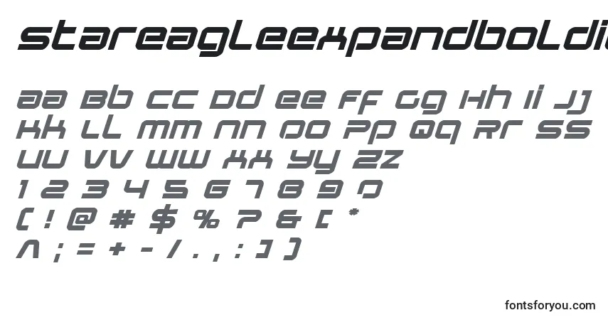Шрифт Stareagleexpandboldital – алфавит, цифры, специальные символы