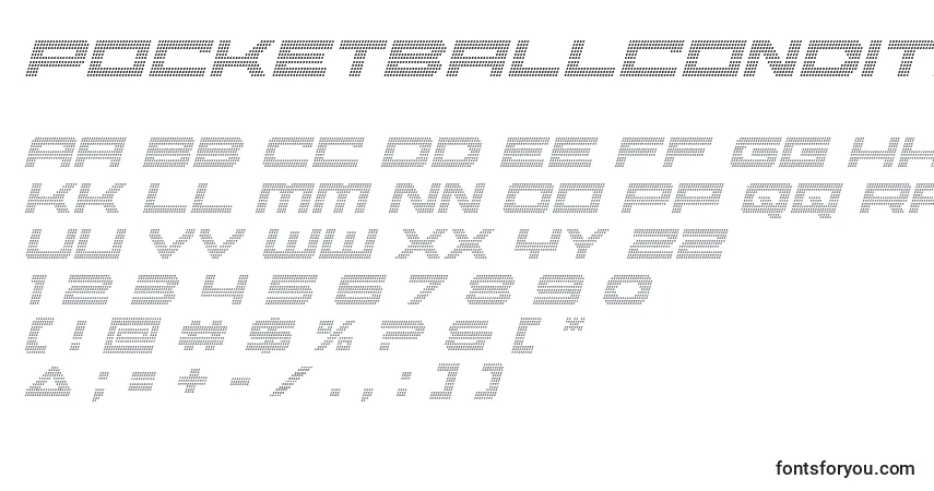 Schriftart Pocketballcondital – Alphabet, Zahlen, spezielle Symbole
