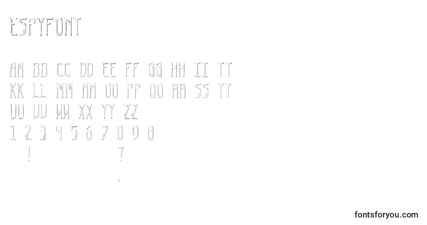 Schriftart EspyFont – Alphabet, Zahlen, spezielle Symbole