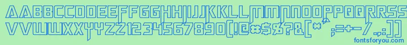 MegatronHollow-Schriftart – Blaue Schriften auf grünem Hintergrund
