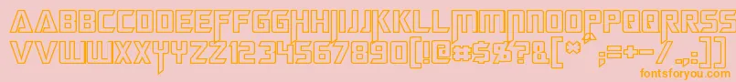 MegatronHollow-Schriftart – Orangefarbene Schriften auf rosa Hintergrund