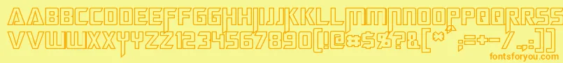 MegatronHollow-Schriftart – Orangefarbene Schriften auf gelbem Hintergrund