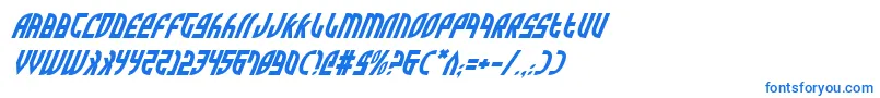 フォントZoneRiderItalic – 白い背景に青い文字