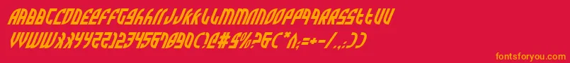 フォントZoneRiderItalic – 赤い背景にオレンジの文字