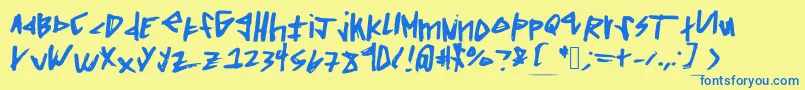 Squaredoff Font – Blue Fonts on Yellow Background