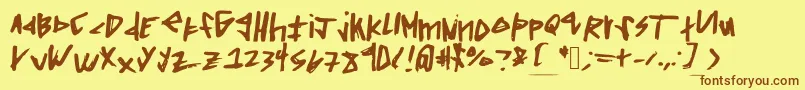 Squaredoff Font – Brown Fonts on Yellow Background