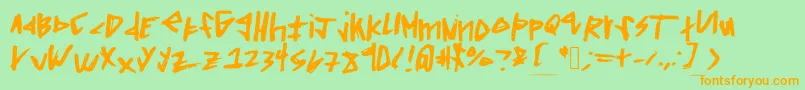 Squaredoff Font – Orange Fonts on Green Background