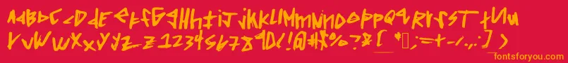 Squaredoff Font – Orange Fonts on Red Background