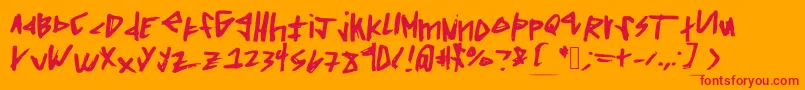 Squaredoff Font – Red Fonts on Orange Background