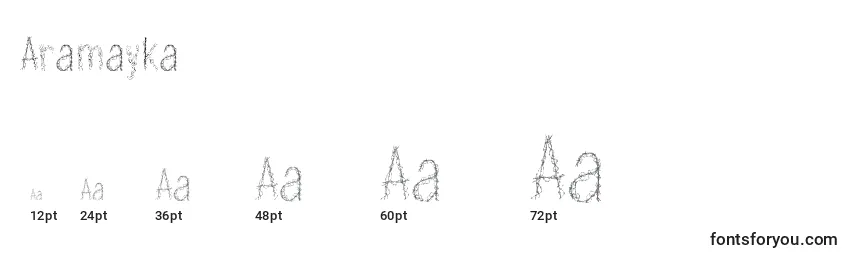 Größen der Schriftart Aramayka