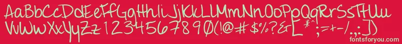 Giddehand Font – Green Fonts on Red Background