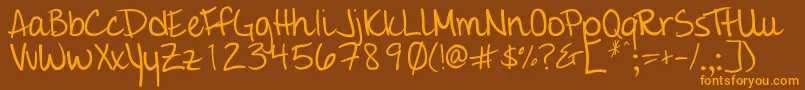 Giddehand Font – Orange Fonts on Brown Background