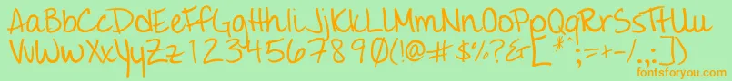 Giddehand Font – Orange Fonts on Green Background